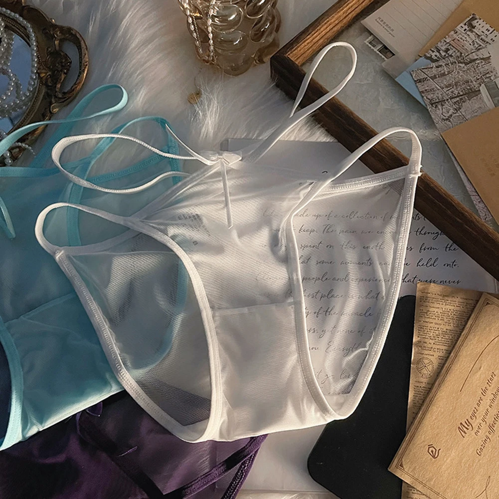 New Ultra-Thin See Through Underpants Breathable Lingerie Mesh Erotic Soft Underwear For Women Cool Triangle Pants Sheer Panties