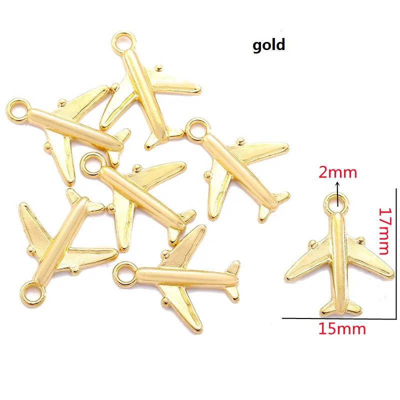 30pcs 17*15mm 5 Colors  Travel Aircraftplane Zinc alloy Charm Pendant DIY Bracelet necklace Jewelry Making