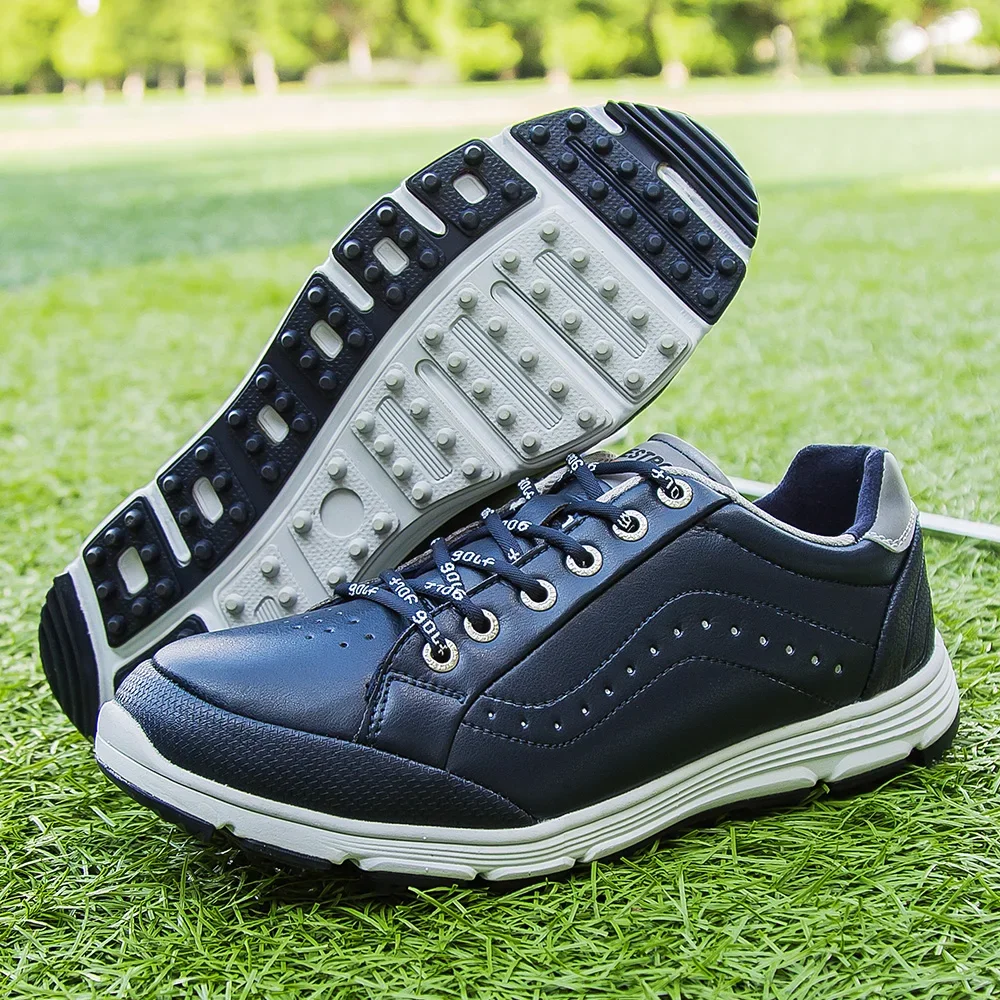 Mens Golf Shoes High Quality Leather Golf Sneakers Men Sports Shoes Grand Tours Sneakers Black White Plus Size 48