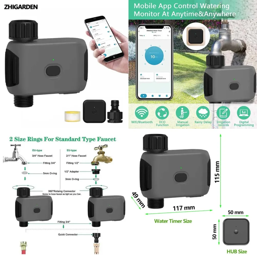 

Automatic Wifi Garden Watering System with 4 AA Battery, Remote Controlled Irrigation Water Timer for Mobile Phone