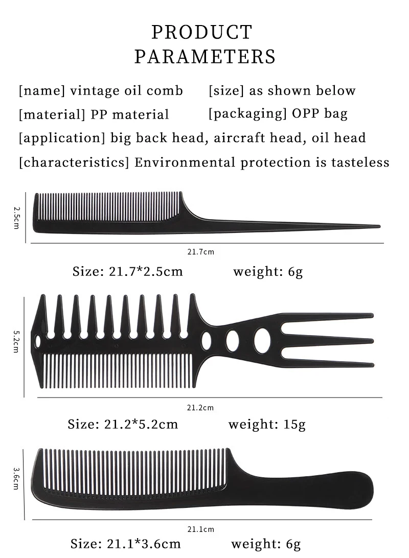 6 stücke Neue Styling Friseur Männer Frauen Schönheit Salon Haar Friseur Schwarz Pinsel Kämme Haarbürste – Detail 5