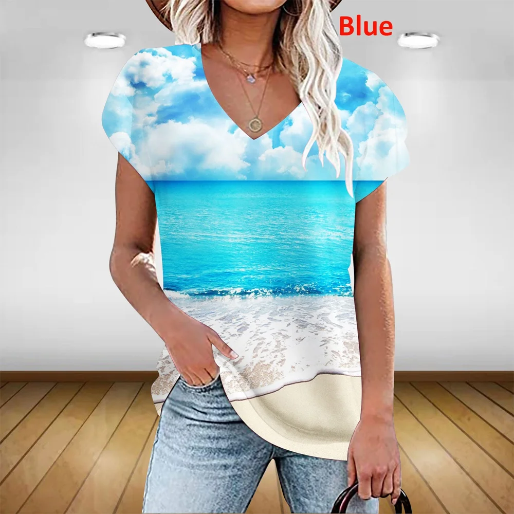 New Hipster Beach Shirt Women T Shirt 3D Print Seaside Casual Funny T Shirts Hawaiian Shirt