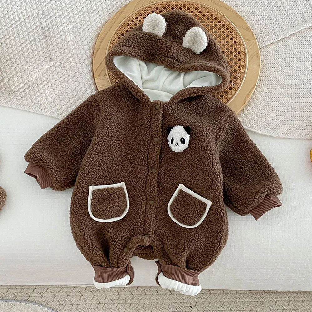 

Christmas Baby Romper Hooded Fleece Thicken Warm Winter Newborn Clothes 1st Birthday Unisex Baby Jumpsuit For Boys Girls