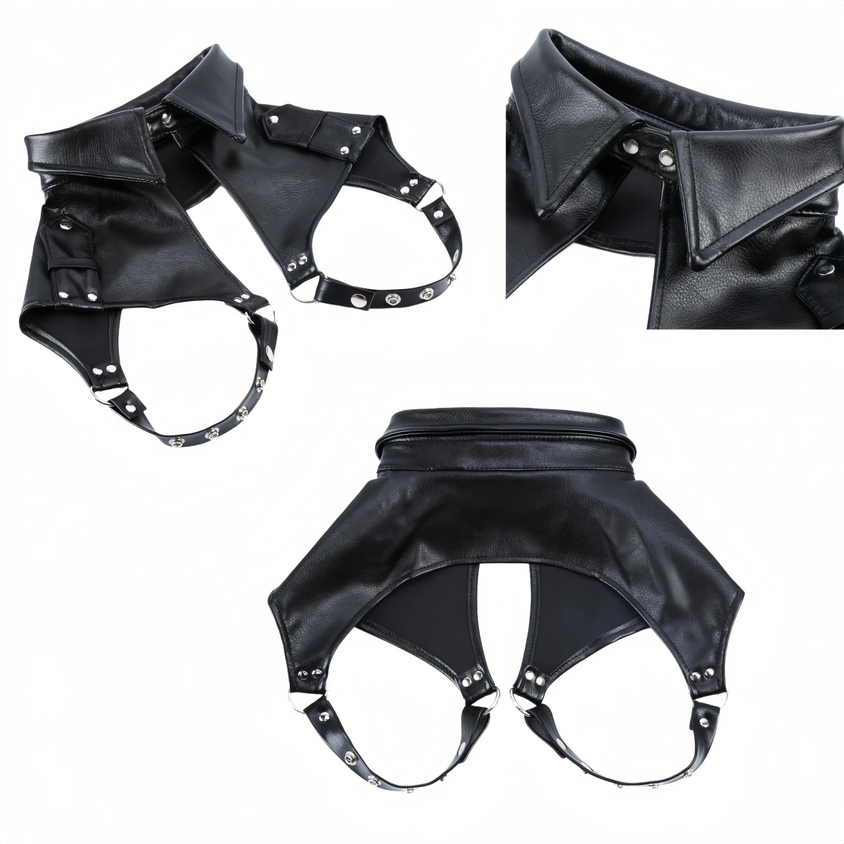 Unisex Roleplay Mask Cosplay Bondage Sexy Mask Hood with Top Wig Braid PU Headwear Handmade Halloween Party Women Game Custumes