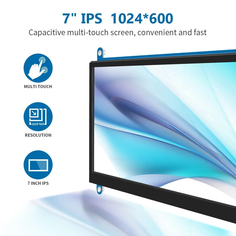 Monitor de tela sensível ao toque de 7 polegadas com display LCD IPS Mini tela compatível com hdmi Monitor portátil 1024 * 600 Suporte Raspberry Pi