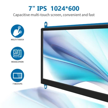 Monitor 7 inch Touch Screen with Case Display LCD IPS Mini HDMI-compatible Display Portable Monitor 1024*600 Support Raspberry Pi