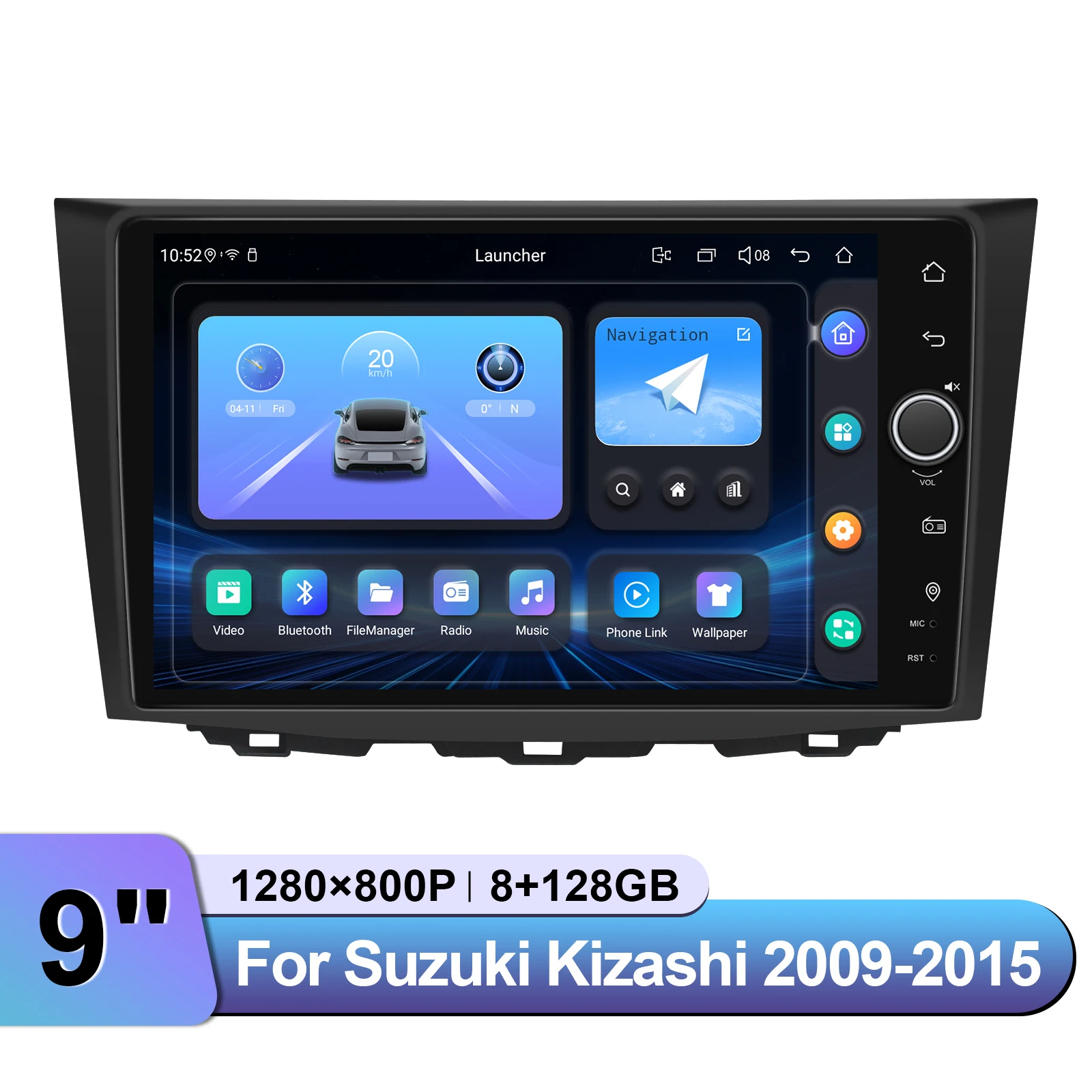 9 بوصة لا قطع راديو السيارة ستيريو لسوزوكي كيزاشي 2009-2015 مشغل وسائط متعددة التوافق المثالي والتركيب السريع #3