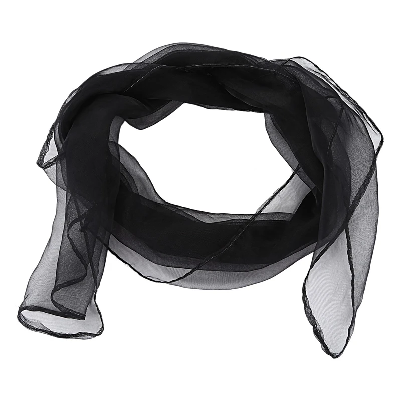 2X Lovely Fashion Plain Square Chiffon Neck Scarf Head Scarves 70 Cm X 70Cm (Black)