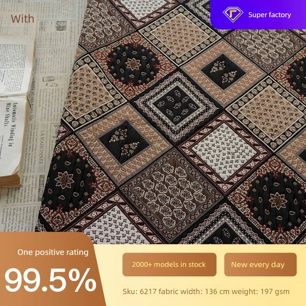 Vintage Argyle Paisley Yarn Dyed Jacquard Fabric Cloth for Skirt Vest Coat Handbag Dress Clothing DIY Sewing By The Meter