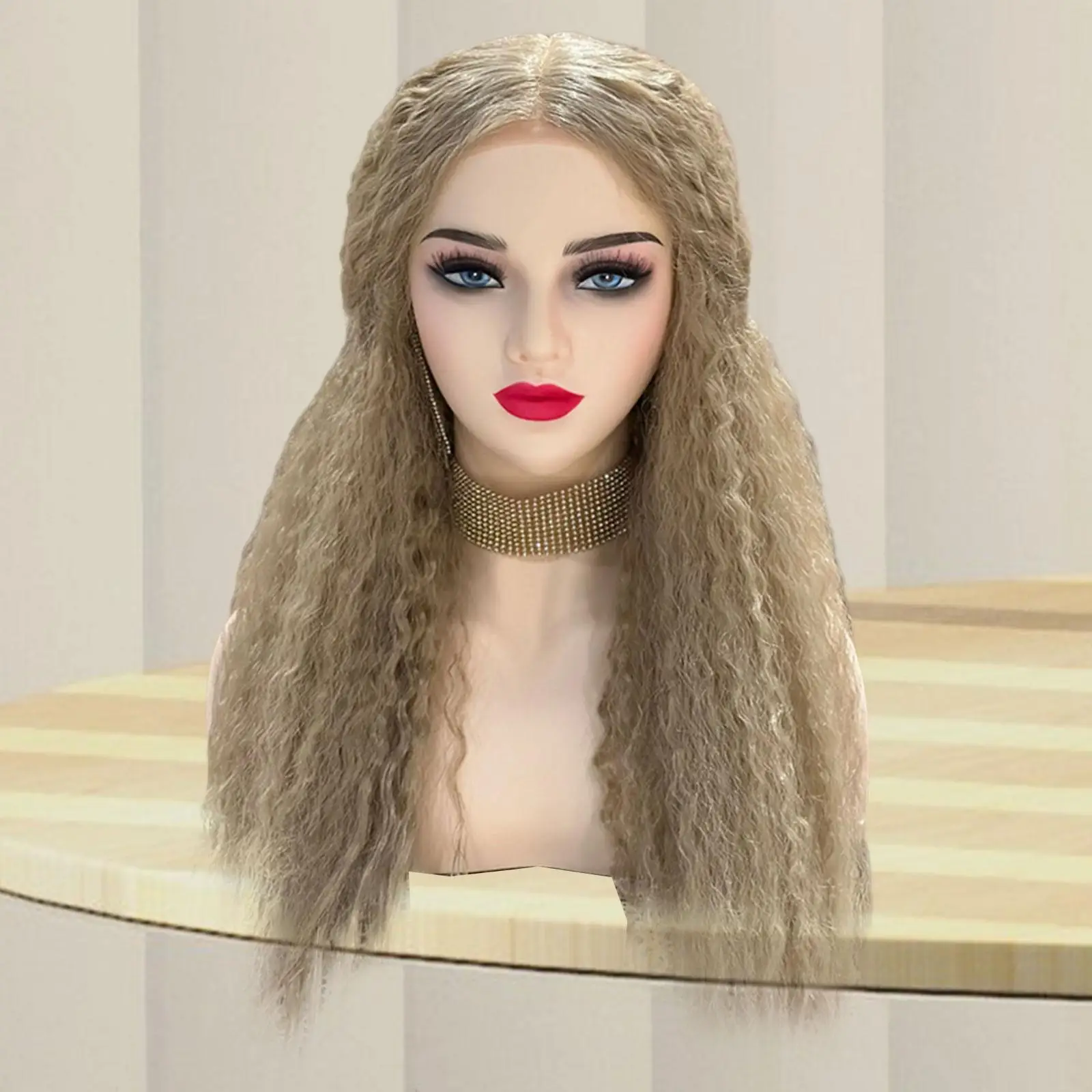 Realistic Female Mannequin Head Smooth Head Circumference 53cm Wig Display Model for Glasses Necklace Hats Earrings Wig Making