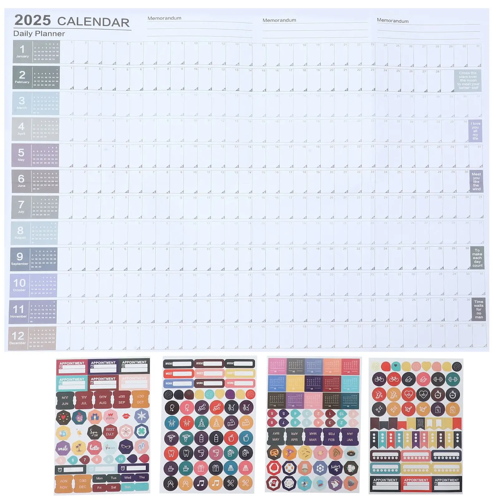 Decorativa parede calendário para escritório, programação anual, papel planejador ano, programação diária, 2022