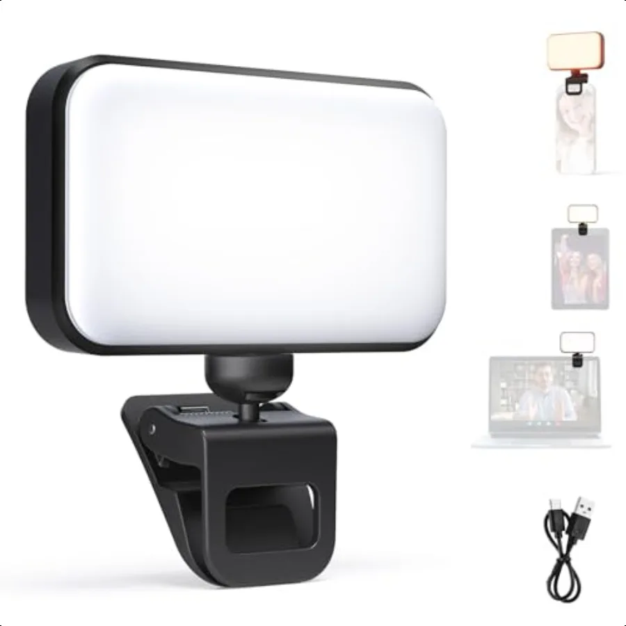 

NEEWER Entry Level Version LED Selfie Light 54 LEDs Plastic Clip on Phone Fill Lighting for iPhone CRI88 650mAh Portable for Co