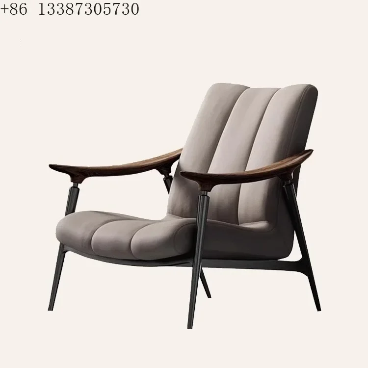 

Modern simple sofa chair villa living room home solid wood armrest leisure chair