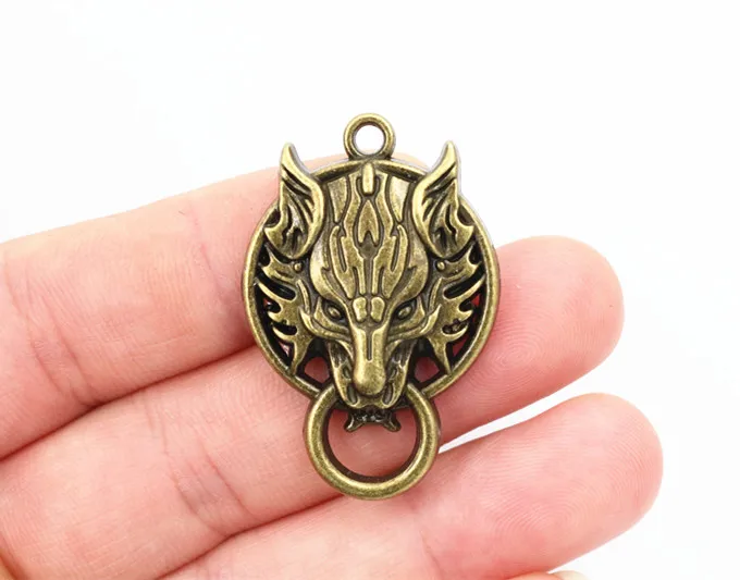 40x26mm 3pcs Antique Bronze Plated Lion Head Handmade Charms Pendant:DIY for bracelet necklace-R4-34