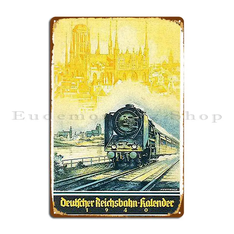 Deutsche Reichsbahn 1940 Kalender Metal Signs Wall Decor Classic Printing Bar Cave Rusty Tin Sign Poster