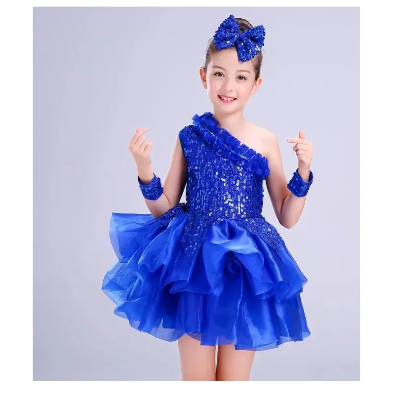 Robe de salsa à paillettes pour filles, vêtements de danse modernes DN pour enfants 303, danse contemporaine sur scène pour enfants