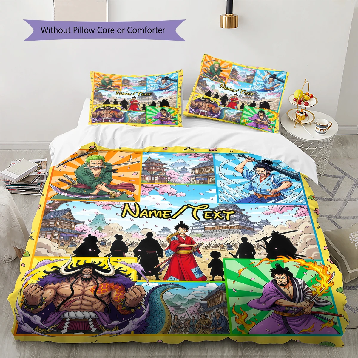 Custom Name One Piece Puzzle  Duvet Cover, Soft, (1 Duvet+2 Pillowcases No Core), Sizes -HE82