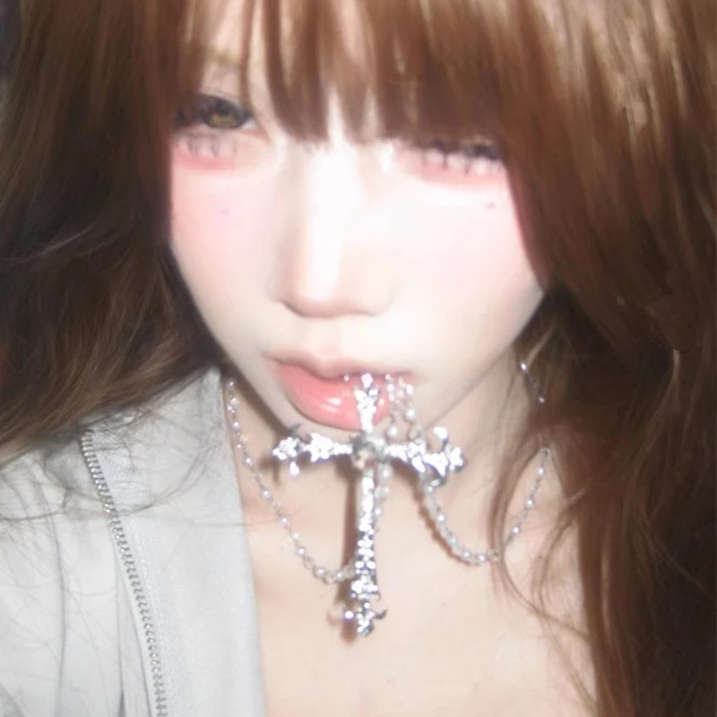 Y2K Exquisite Funkelnde Kristall Zirkon Kreuz Anhänger Halskette Damen Mädchen Zirkon Kette Halskette Halsband Teen Party Schmuck Geschenk