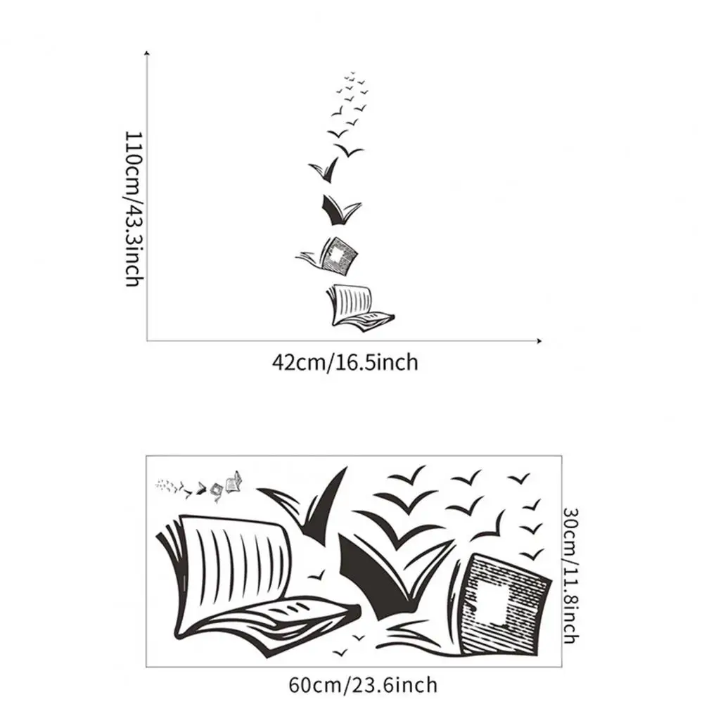 Wall Sticker Waterproof Pvc Wall Decal with Strong Stickiness for Window Door Decoration Removable Book Sticker Mural