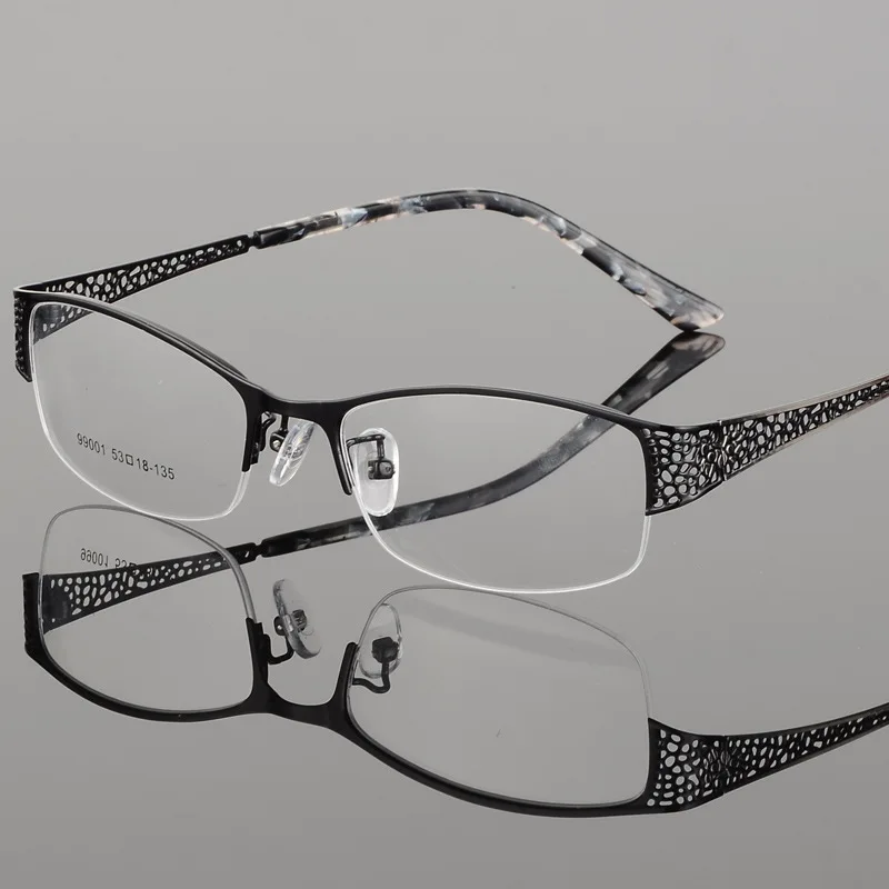 

51-17-137 Women's Glasses Metal Half Frame Ultralight Custom Prescription Women Elegant Myopia Hyperopic Progressive Astigmatism