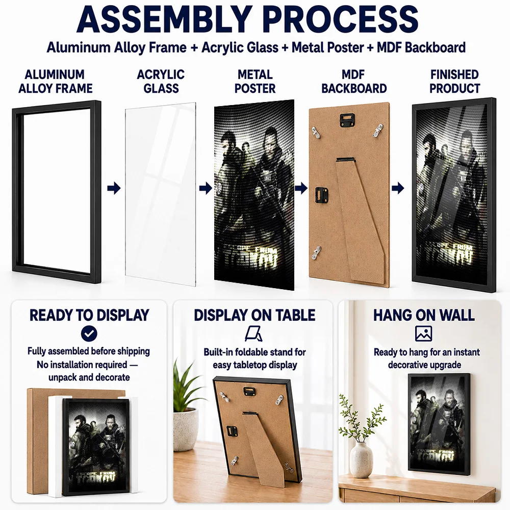 Escape From Tarkov Framed Aluminum Metal Poster Customized Hero Tribute Wall Art Designed For Players To Display In Game Room