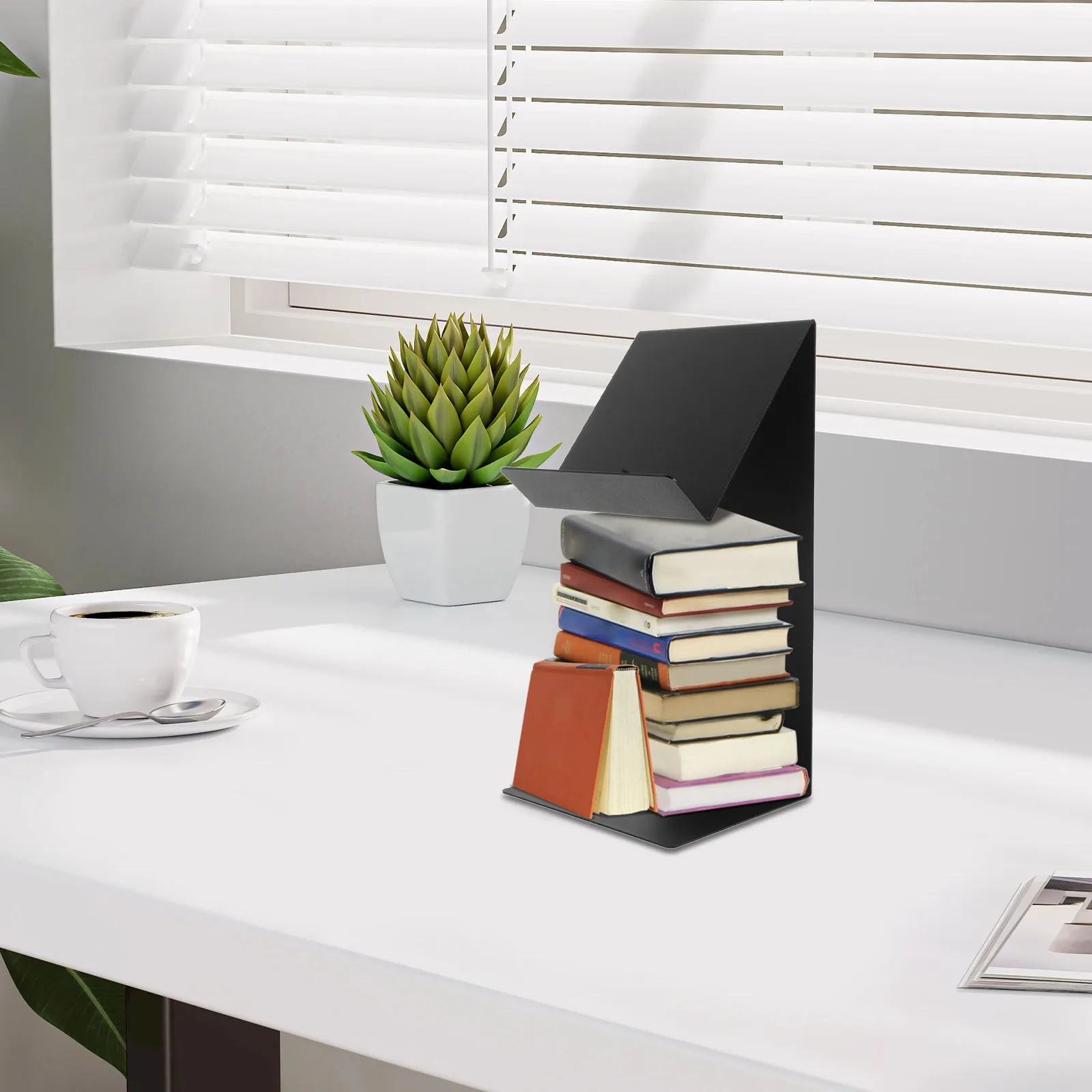 

Прочная железная подставка для книг на полки и столешницы, держатель для литературы и журналов, компактный вертикальный дизайн, металлическая подставка для книг