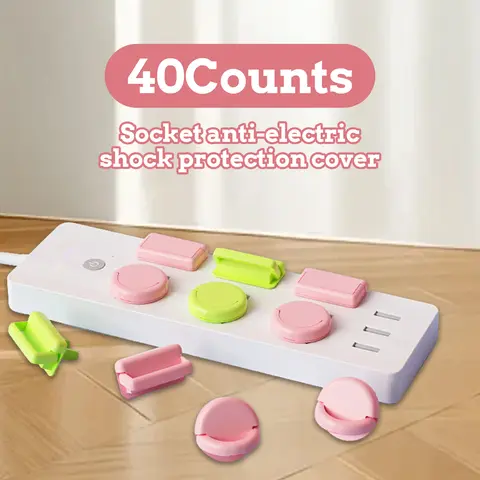 40Pcs Childproof Socket Covers Durable Outlet Protectors for Home Safety Electric Shock Prevention for Multi Colored Insulated Plug Covers for Living Bedroom Use