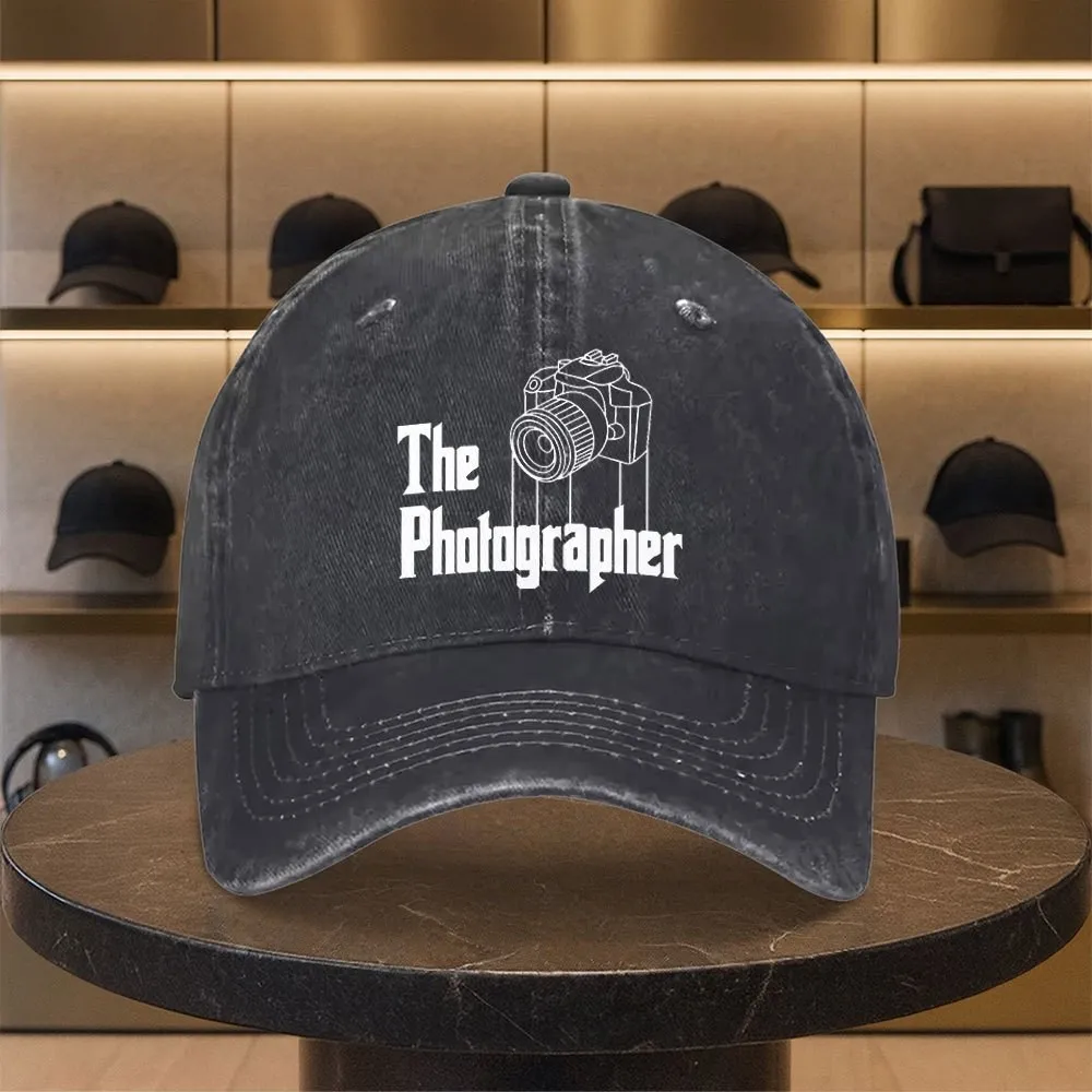 The Photographer Camera Print Washed Baseball Cap Unisex Casual Outdoor Sun Hat for Daily Commute