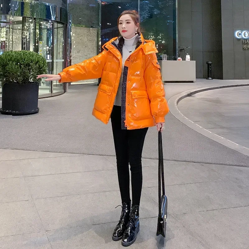 Overcoat Parka Glossy Down Cotton-Padded Women Jacket New Style 2023 Winter Explosions Fashion Avoid Wash Orange Warm Coat Girl