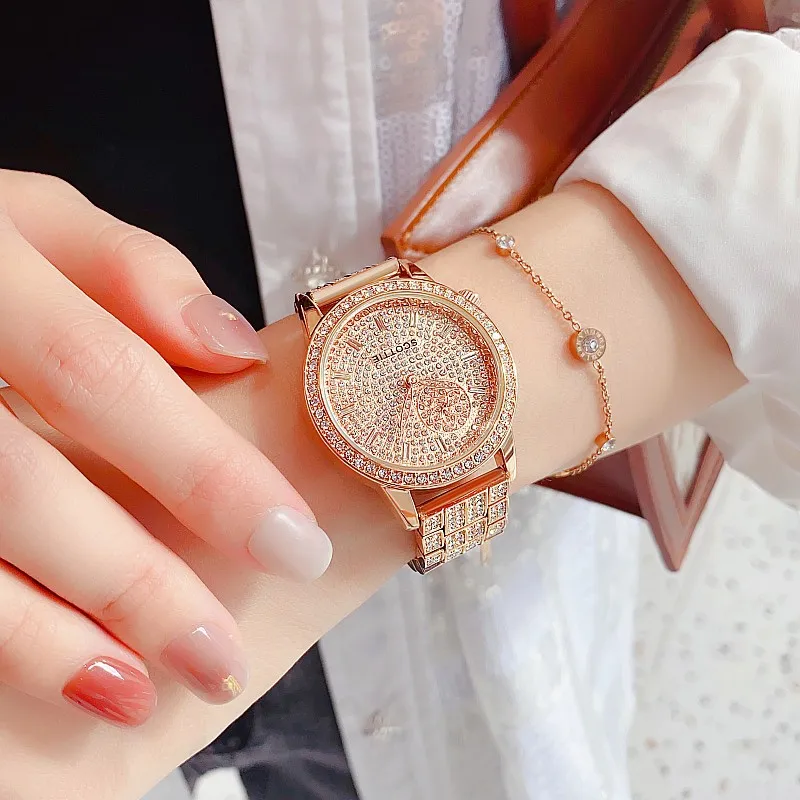 Super Luxury Diamond Women Watches Lady Big Dial Watch New Quartz Watch Leather Strap Ladies Casual Girl Clock relogio feminino