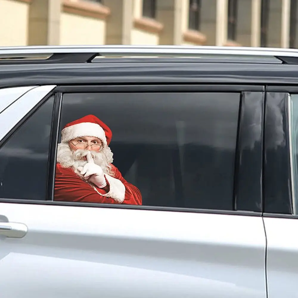 Papai noel etiqueta do carro do lado do passageiro interior janela decalque do vinil decoração de natal