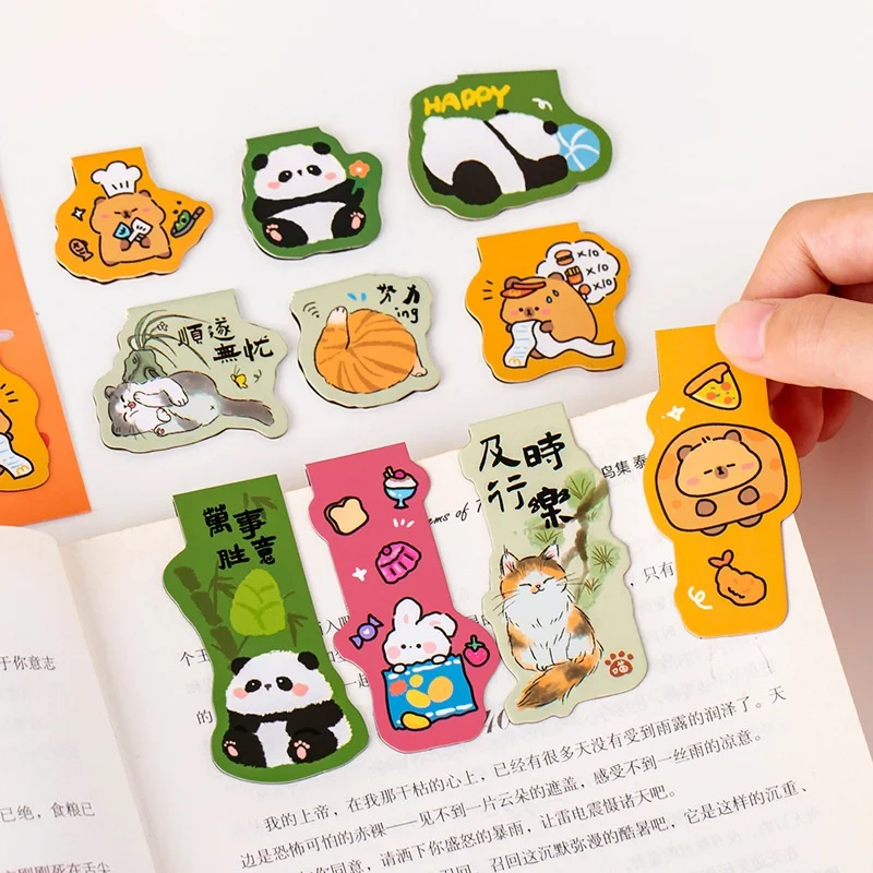 40-ピース-ロットかわいい猫ウサギパンダカピバラ磁気ブックマークかわいいブックマーク書籍学校事務用品文具ギフト