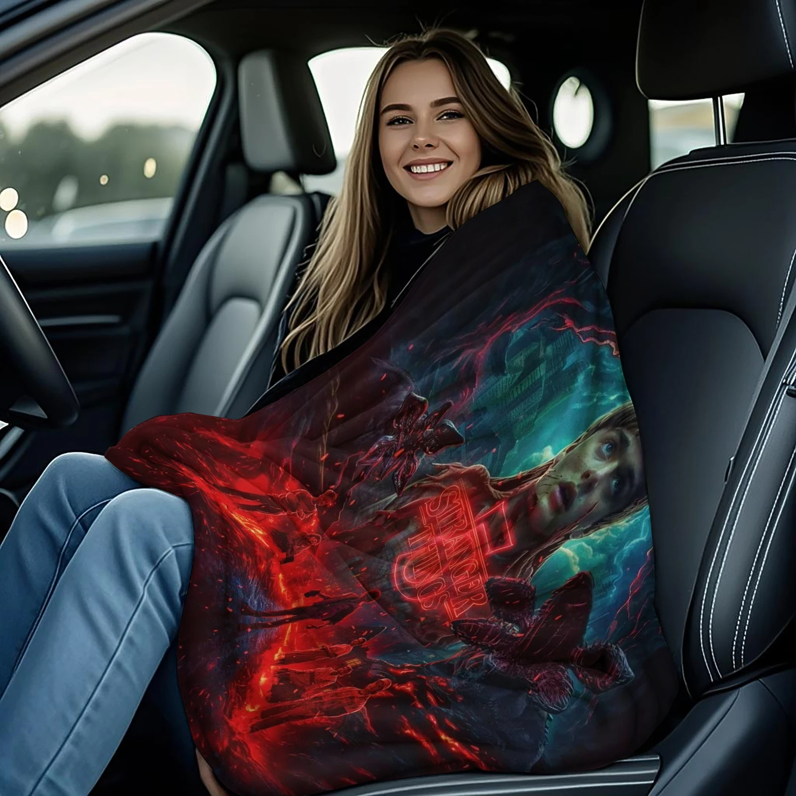 1PC Science Fiction Horror S-Stranger T-Things Printed Blanket Super Soft Flannel Blanket Must-Have for Horror Fandom Collectors