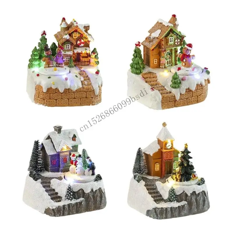 

11UA Рождественская музыкальная коробка праздничная отделка смола снежного дома подарки для детей