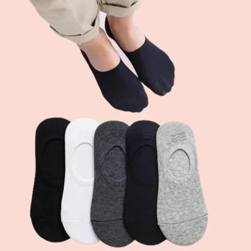 5/10 Pairs 2024 Women's Boat Socks Summer Thin Shallow Invisible Breathable Casual Men's Socks Boat Socks Non-slip No-fall Socks