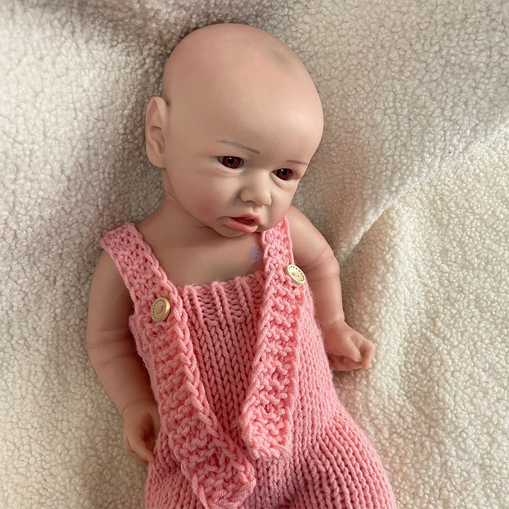 18" Lifelike Reborn Baby Doll Painted Full Body Silicone Waterproof Newborn Silicone Baby Girl Doll For Family'S Gift