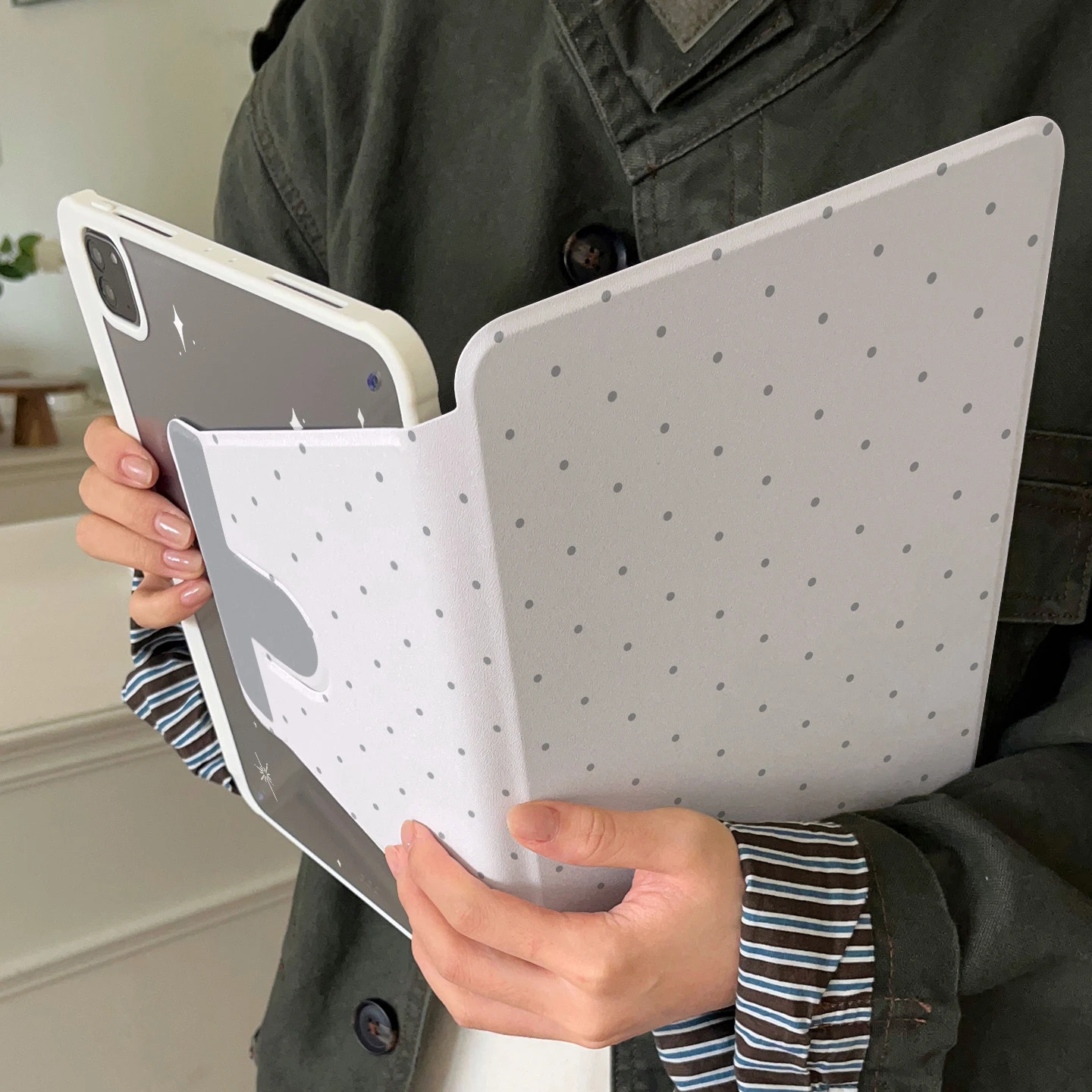 Purple Polka Dot Tablet Case For iPad Pro 11 12.9 13 A16 M2 M4 M3 M5 Shell 8.3 9.7 10.2 5/6/7/8/9/10/11th Mini Air 3 4 5 6 Cover