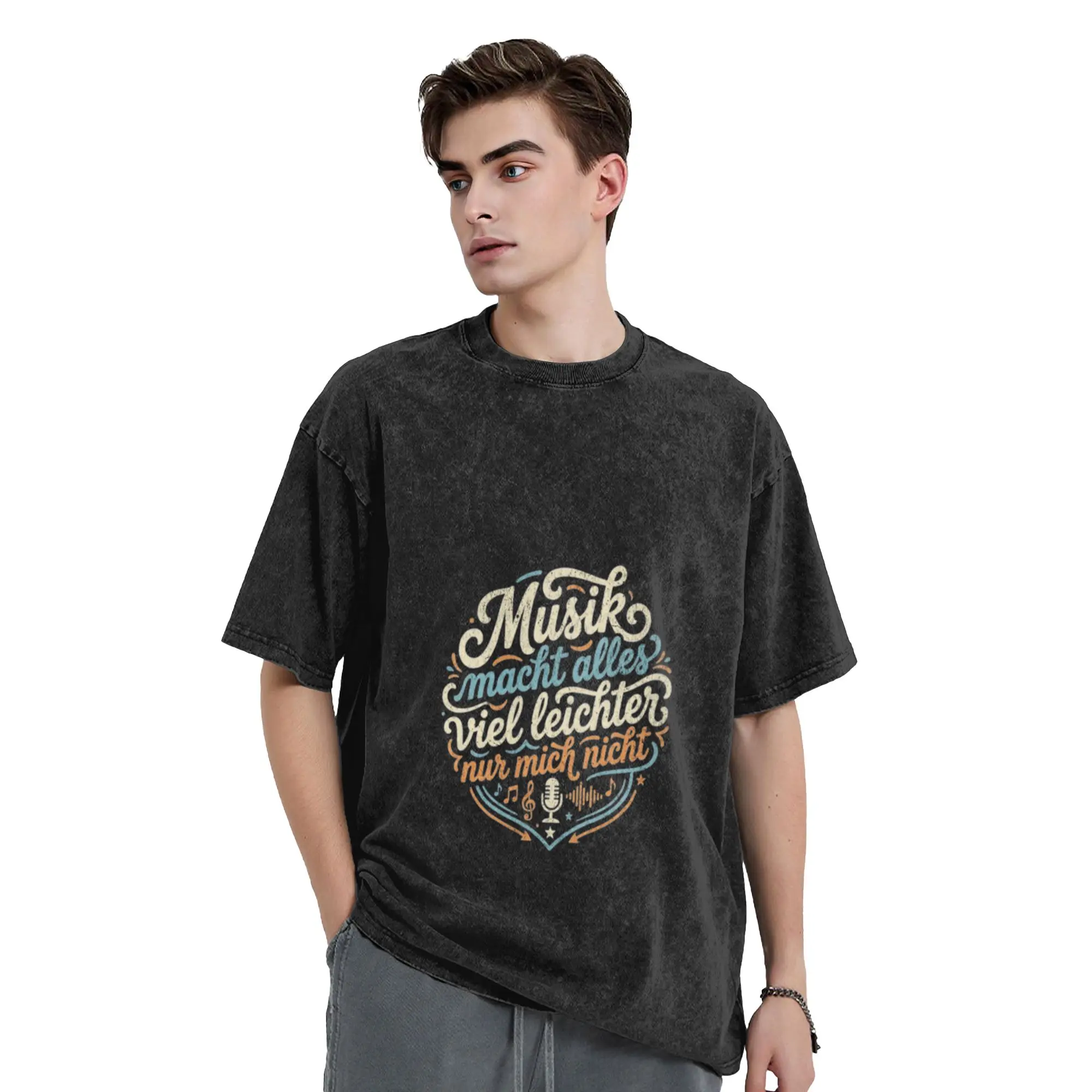 Music makes everything so much easier  except for me  Unique Cool A Washed T Shirt Men's Women's Oversized Cotton Tees Tops
