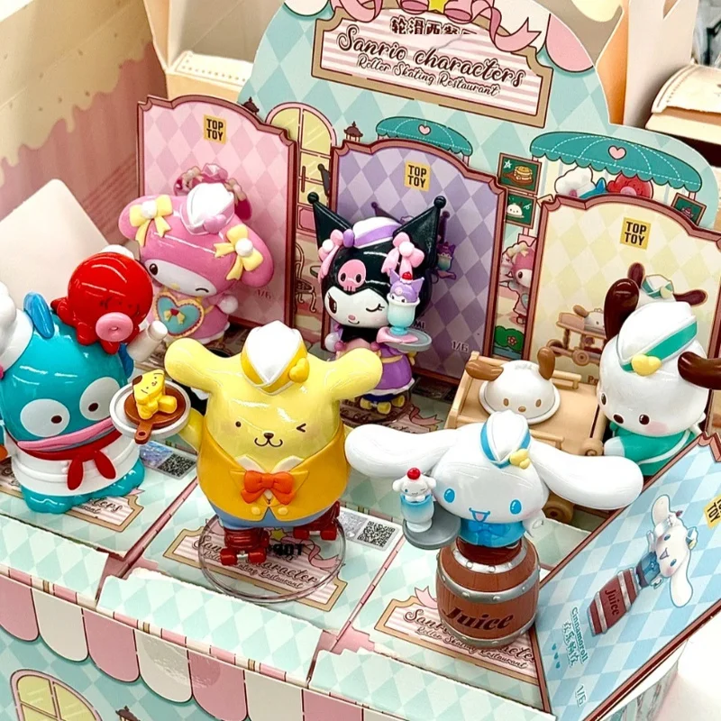 Authentic Sanrio Characters Roller Skating Restaurant Series Blind Box Kuromi Cute Hand-Made Doll Female Gift Toy Desktop Orname