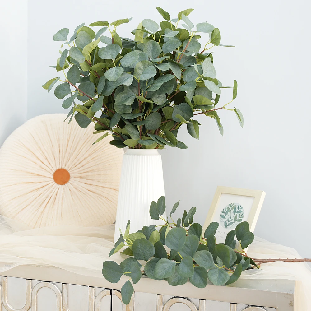 

1/3Pcs Artificial Eucalyptus Stems 23.6" Faux Eucalyptus Leaves Branches Fake Green Foliage Artificial Plants Greenery for Home