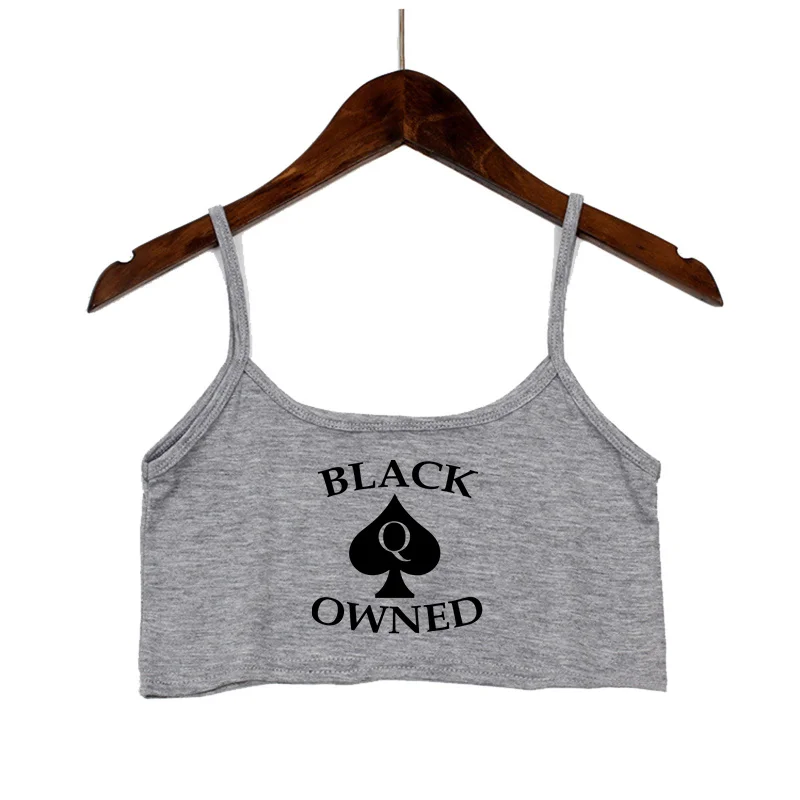 New BLACK Spades OWNED Women\'s Crop Top Summer Sexy Elastic Cotton Camis Sleeveless Short Tank Top Bar Hot Tops for Women