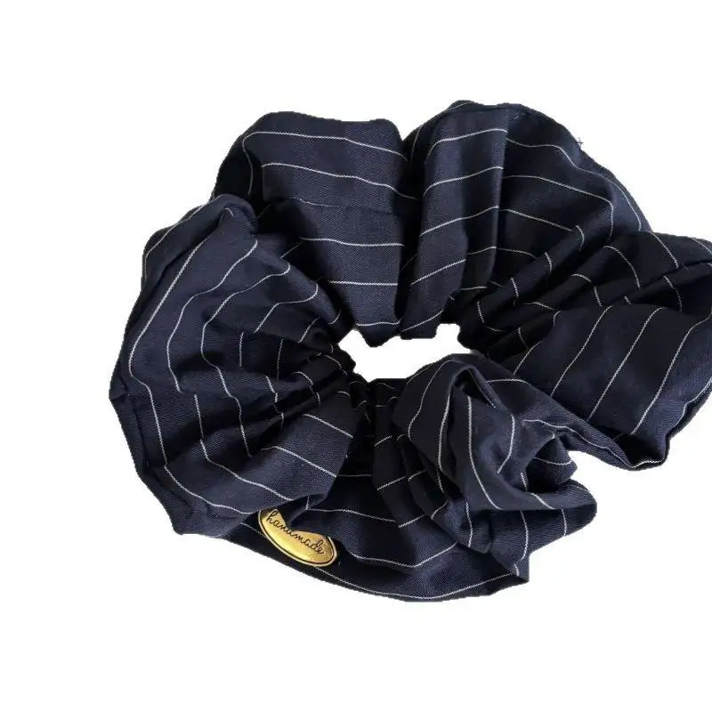 エレガントなストライプ生地のヘアネクタイ女性のための高弾性ヘアバンドおだんごローポニーテールファッショナブルなヘアアクセサリー