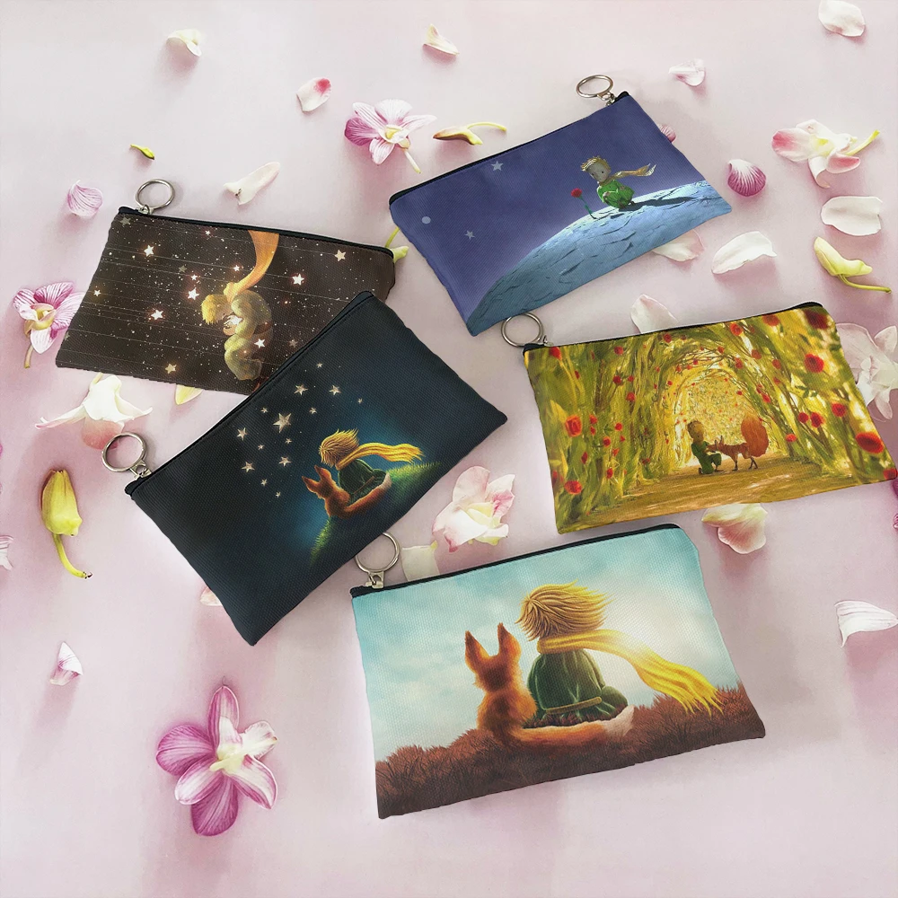 

Little Prince Of France Print Small Cosmetic Bags Sanitary Napkin Storage Bag Girl Women Coin Money Card Eearphone Holder Pouch