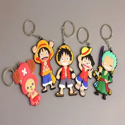 Anime One Piece Keychain Double Sided Monkey D Luffy Chopper Model Soft Adhesive Backpack Pendant Originality Kids Gifts Toy