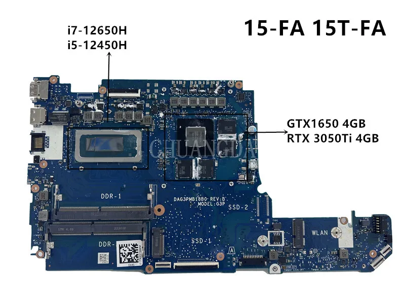 Imagem -01 - Testado Motherboard Laptop para 15-fa 15t-fa Mainboard I712650h I5-12450h Rtx 3050ti 4gb Dag3pmb18b0 Gtx1650 4gb