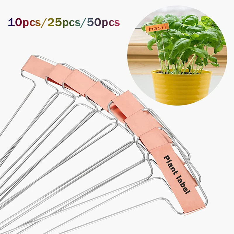 10/25/50PCS Copper Plate Metal Plant Labels Garden Stake Tags Reusable Planting Gardening Markers Weatherproof Garden Labels