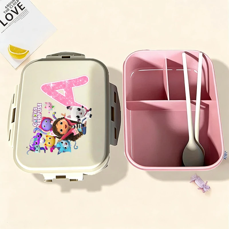 

Gabby Dollhouses Girl Lunch Box Anime Letter Portable Bento Boxs Student Hermetic Food Crisper Single Layer Capacity Kids Gift