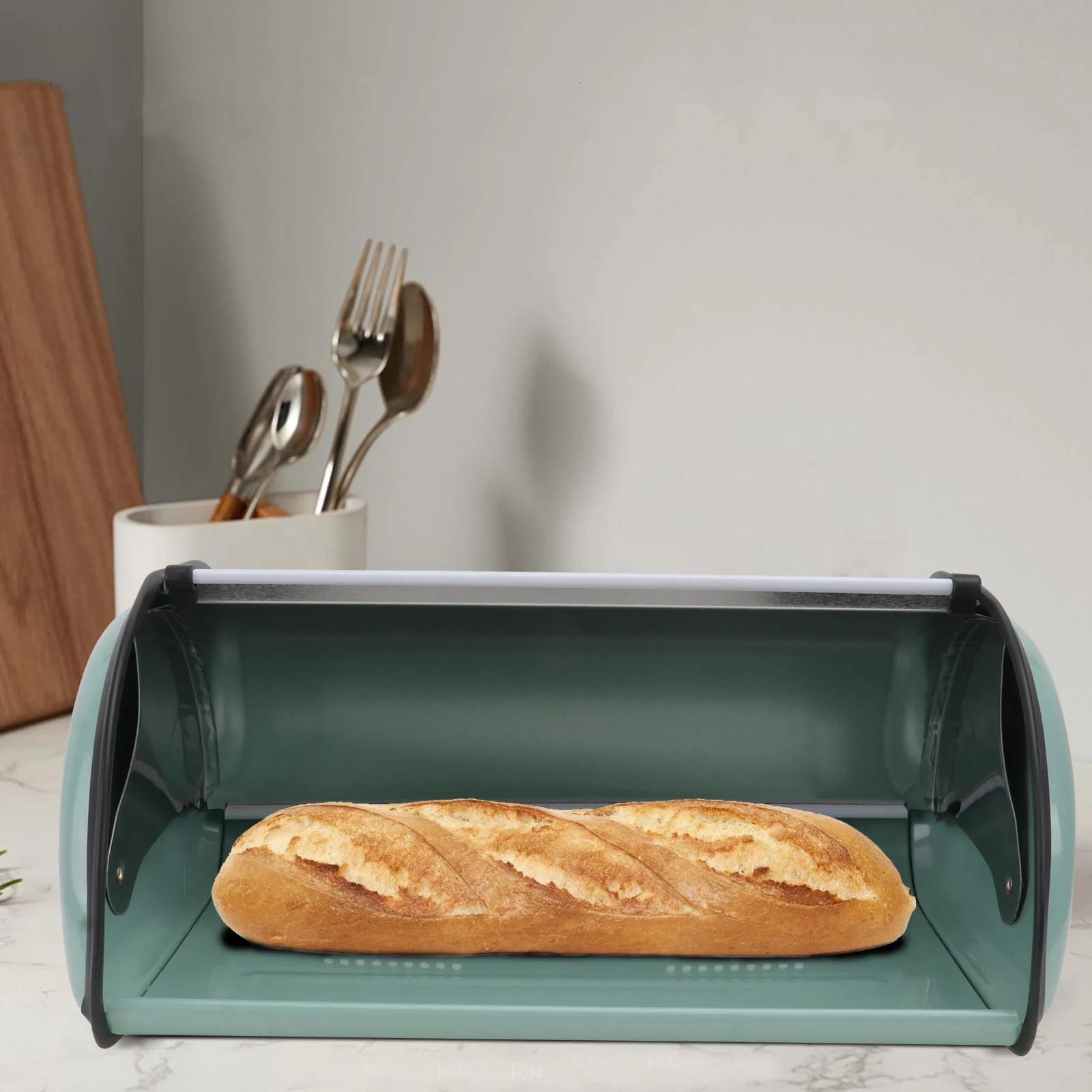 

Metal Bread Box Dustproof Storage Bin Household Food Container For Kitchen Home Bakery Iron Plastic Material Practical
