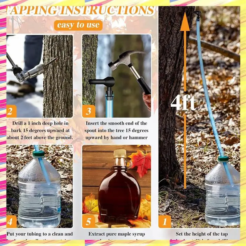 ABJJ Maple Syrup Tapping Kit Maple Tap And Food Grade Dropper Extractor 13 Piece