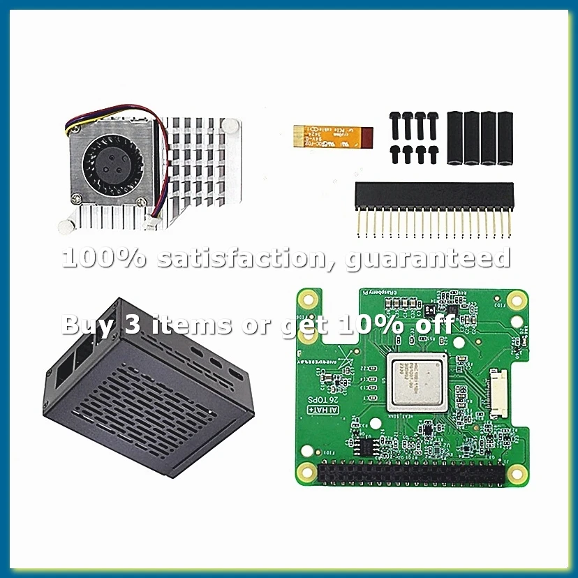 For 5 AI HAT+, 26 Tops -8 AI Accelerator Module with Active Radiator Aluminum Alloy Case-DTB3